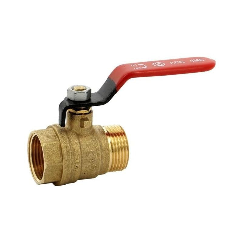 Sferaco - Brass ball valve 4MS 15S male female BSP red handle 3/4''