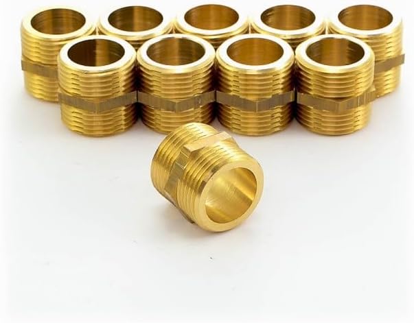 Pack of 10 Raw Brass Equal Nipples 3/4(20/27), D1734, Male/Male Screw-in for Plumbing and Heating Installations
