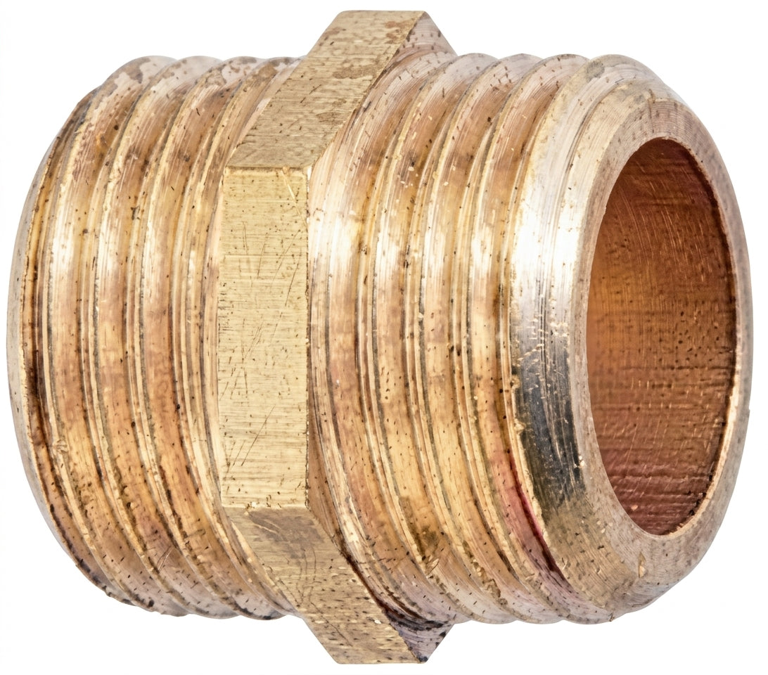 Lot de 5 mamelons, Raccord de Plomberie Égal Laiton Brut, Mâle/Mâle à visser, 1" 26 x 34 mm, pour raccorder deux sections de tuyauterie ayant le même diamètre