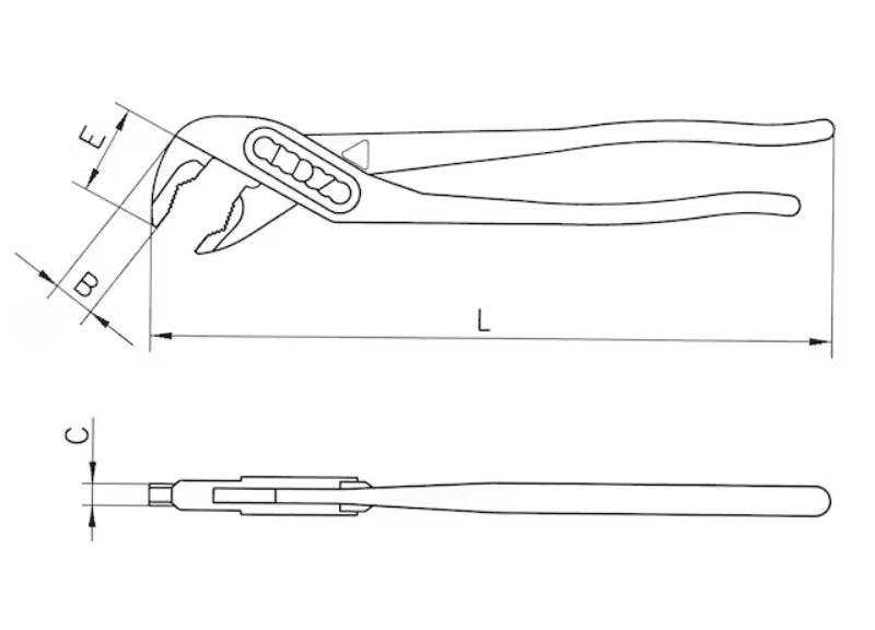 Multi-grip pliers with push button DIN ISO 8976, 560 mm