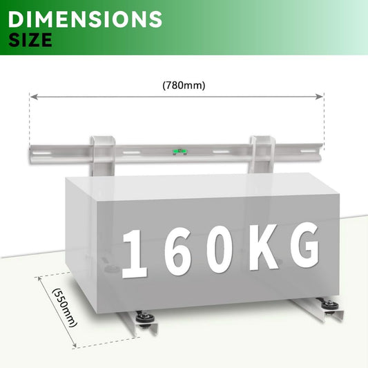 Verstellbare Edelstahl-Wandhalterung für Wärmepumpen – 160 kg/Arm, 550x400x790 mm, mit Stützstange und integrierter Wasserwaage, einfache Installation, robuste Konstruktion