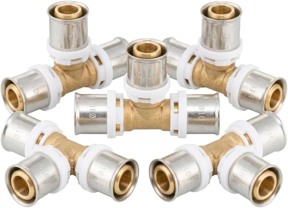 Lot de 5 - Té égal à sertir Multicouche Ø16 mm - profil TH