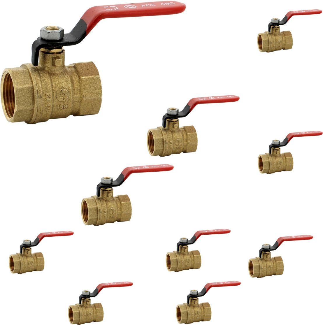 Brass ball valve 4MS 15S female female BSP red handle 1/2'' - Pack of 10