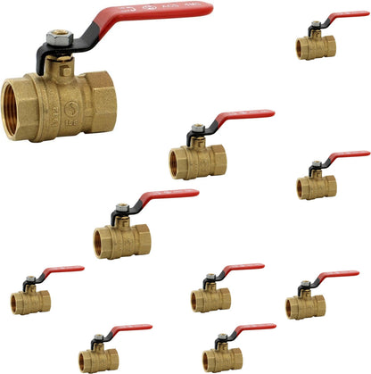 Brass ball valve 4MS 15S female female BSP red handle 1/2'' - Pack of 10