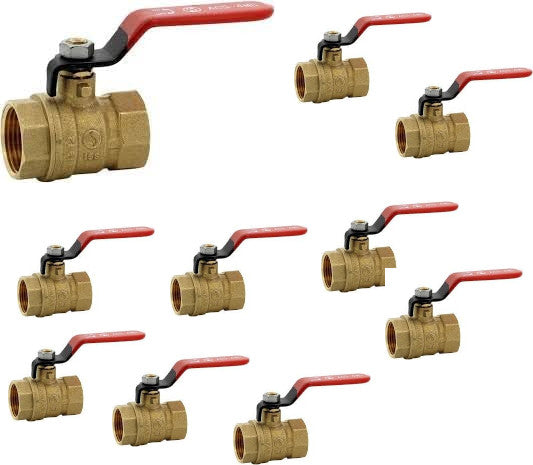 Messing-Kugelhahn 4MS 15S weiblich weiblich BSP roter Griff 3/4'' - Packung mit 10 Stück