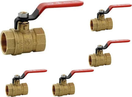 Brass ball valve 4MS 15S female female BSP red handle 3/4'' - Pack of 5