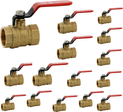 Brass ball valve 4MS 15S female female BSP red handle 1'' - Pack of 10