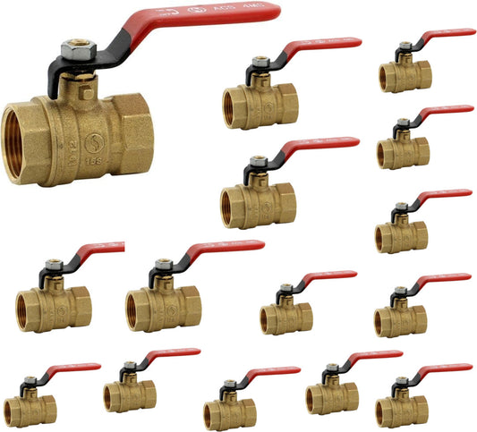 Messing-Kugelhahn 4MS 15S weiblich weiblich BSP roter Griff 1'' - Packung mit 10 Stück