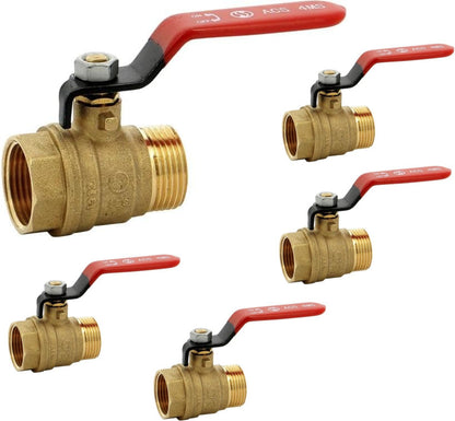 Brass ball valve 4MS 15S male female BSP red handle 1/2'' - Pack of 5