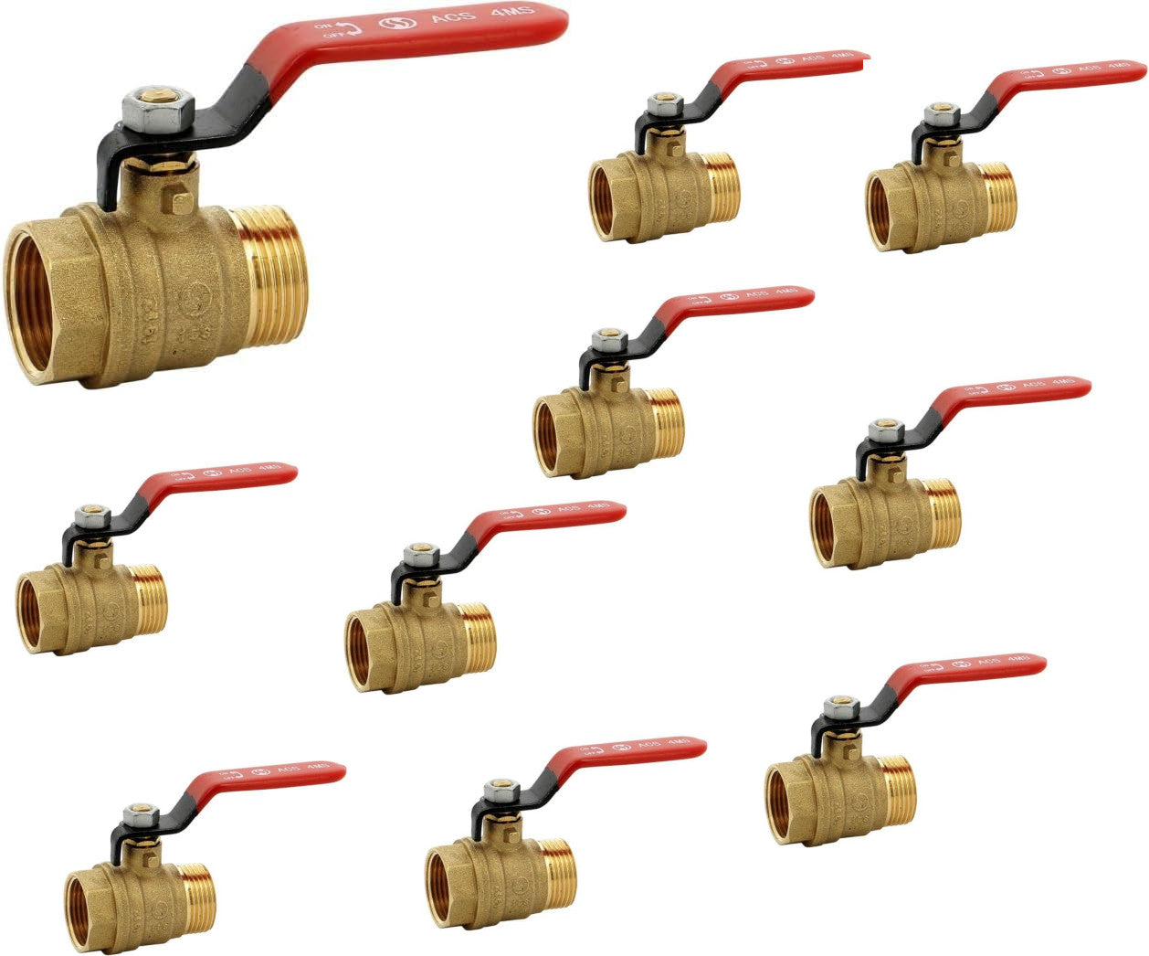 Brass ball valve 4MS 15S male female BSP red handle 3/4'' - pack of 10