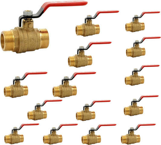 Messing-Kugelhahn 4MS 15S männlich männlich BSP roter Griff 1/2'' - Packung mit 10 Stück