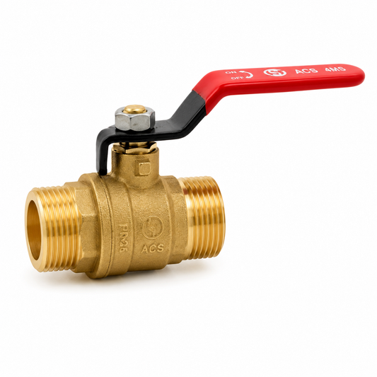 Sferaco - Messing-Kugelhahn 4MS 15S männlich männlich BSP roter Griff 1/2''