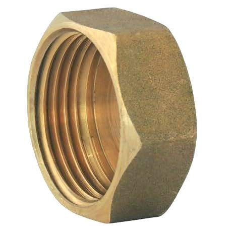 Set of 5 1"1/4 female hexagon screw-on brass plugs