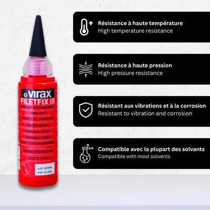 Résine pour étanchéité plomberie – Filetfix Virax 60 ml – Lot de 2