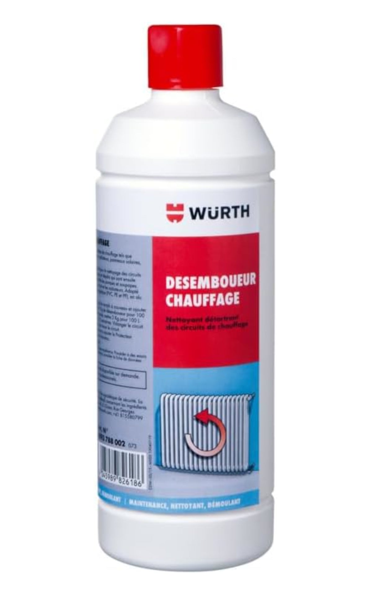 Heating desludging agent, alkaline liquid for curative use, cleaning, descaling, anti-corrosion, Wurth 1kg, for desludging heating circuits, White/Yellow, pH 7-8, 20°C