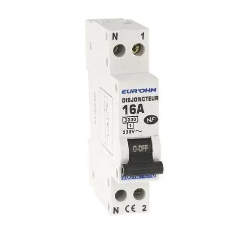Eurohm 16A Circuit Breaker, 1P+N, Curve D, Screw/Screw, 12V~