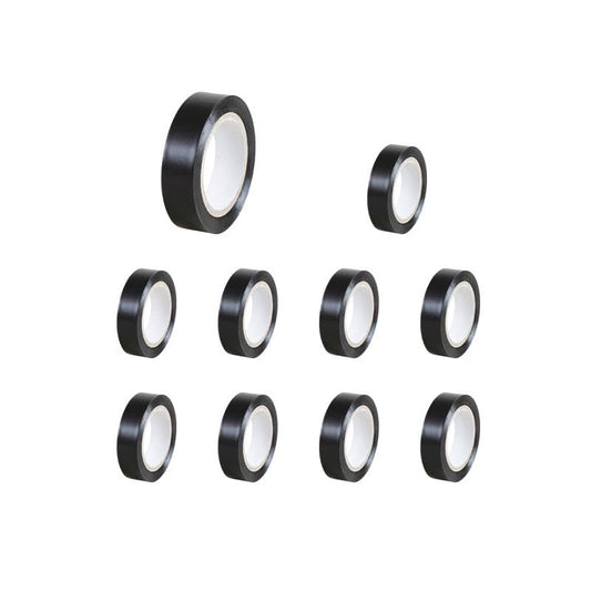 10er-Pack schwarze Isolierklebebänder, 15 mm x 10 m / Durchschlagsfestigkeit 40 kV/mm / -5 °C bis +90 °C