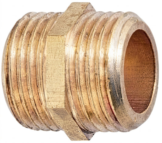 5er-Pack Nippel, gleichschenklige Sanitärverschraubung, Rohmessing, Außen-/Außengewinde, 1" 26 x 34 mm, zum Verbinden zweier Rohrabschnitte mit gleichem Durchmesser