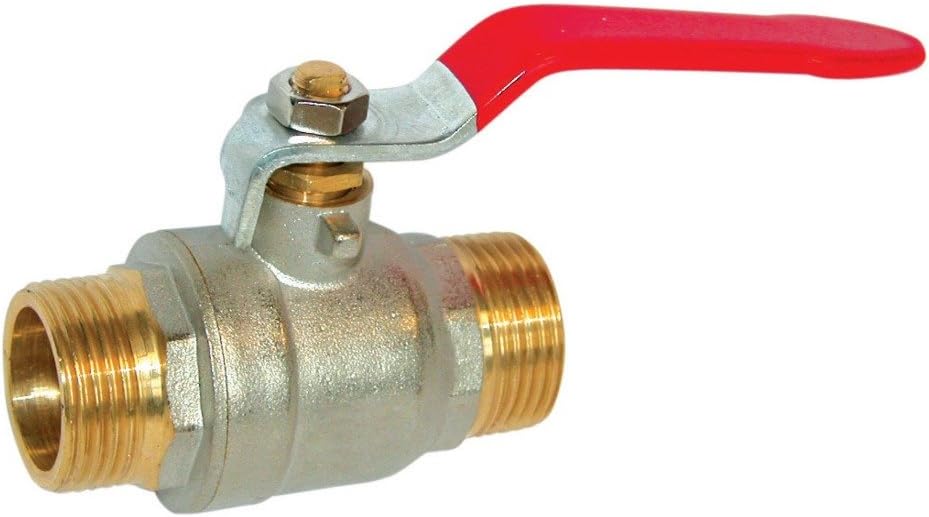 Absperrventile mit flachem Griff – PN25 ACS, roter Flachgriff, männlich/männlich, 1/2" (15 x 21)