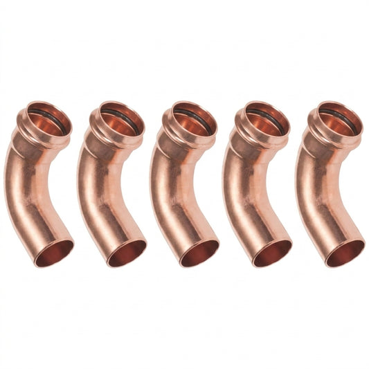 Raccord Cuivre à sertir - Lot de 5 raccords cuivre à sertir - Courbes 90° Mâle/Femelle Ø28