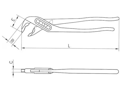 Multi-grip pliers with push button DIN ISO 8976, 560 mm