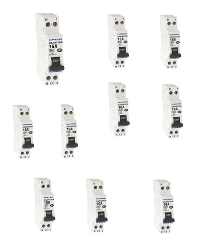Disjoncteur 1P+N 16A EUROHM 20016 – Protection Électrique Fiable - lot de 10