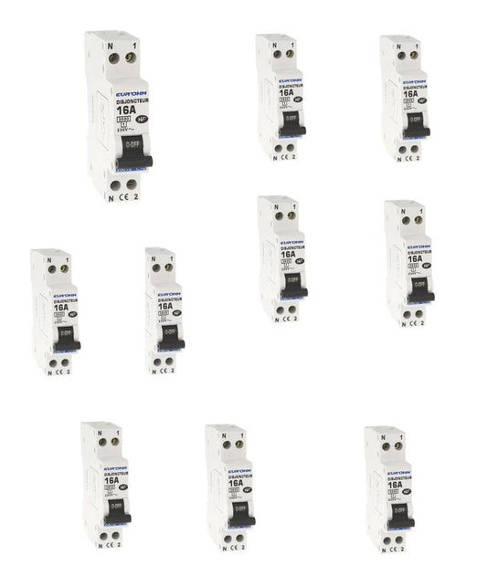 1P+N 16A EUROHM 20016 Circuit Breaker – Reliable Electrical Protection – Pack of 10