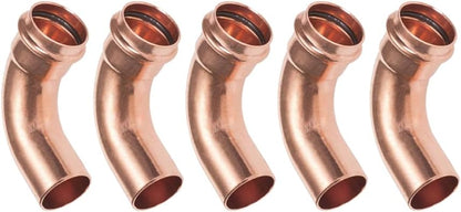 Kupfer-Crimpfitting - 5er-Set Kupfer-Crimpfittings - 90°-Bögen männlich/weiblich Ø28