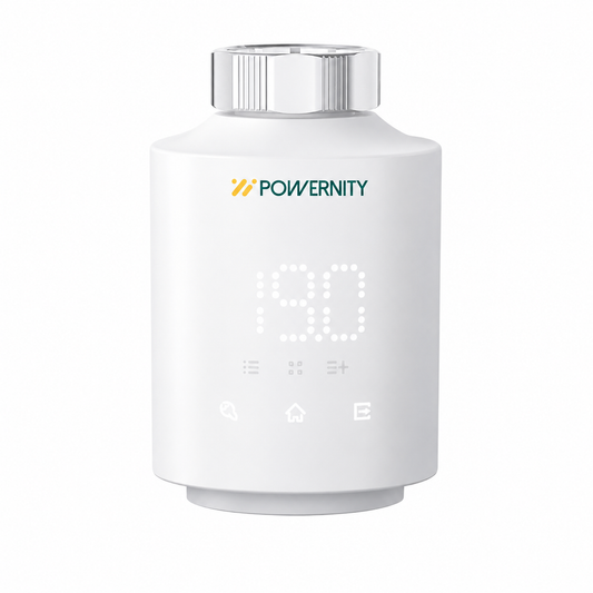 Powernity - Intelligenter Thermostatkopf, 6 Modi, Wochenprogrammierung, Fernsteuerung