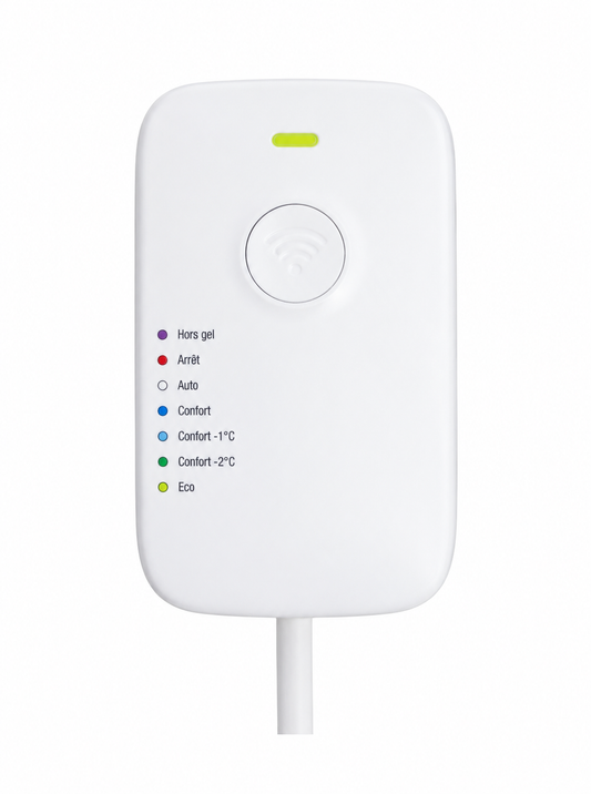 Powernity – Thermostat Connecté Wi-FI pour Radiateurs Électriques – Compatible iOS & Android – Économies d’Énergie – Installation Facile