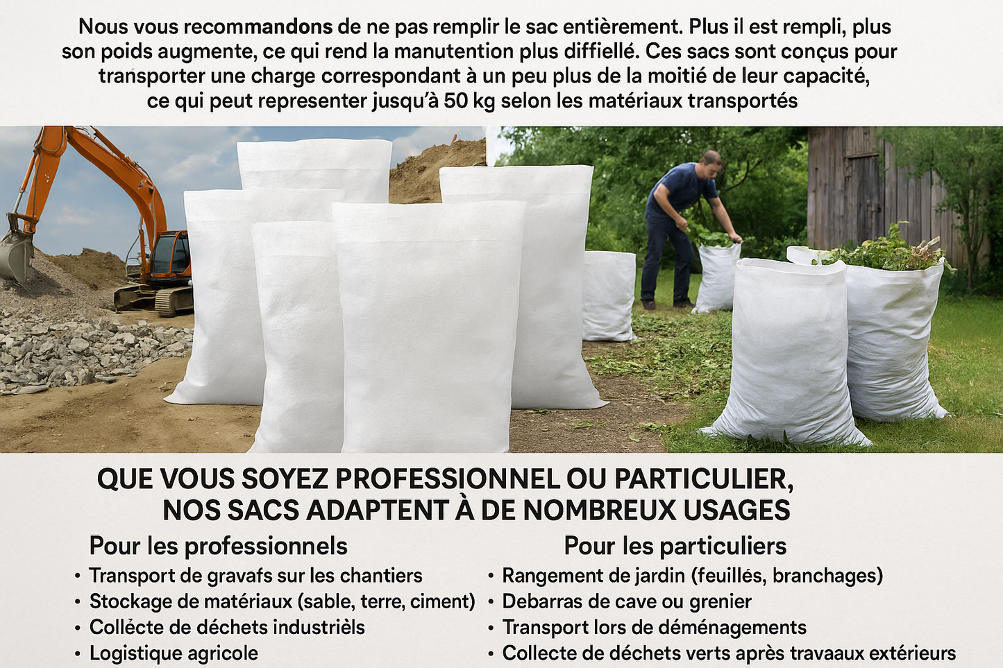 Heavy duty woven rubble bags, 56 x 96 cm each, sold in packs of 100
