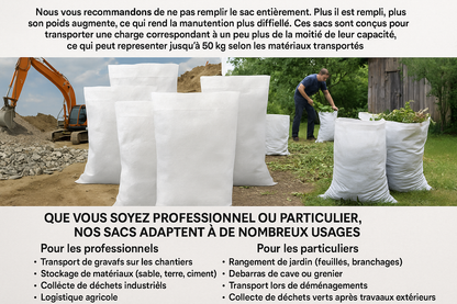 Heavy duty woven rubble bags, 56 x 96 cm each, sold in packs of 100