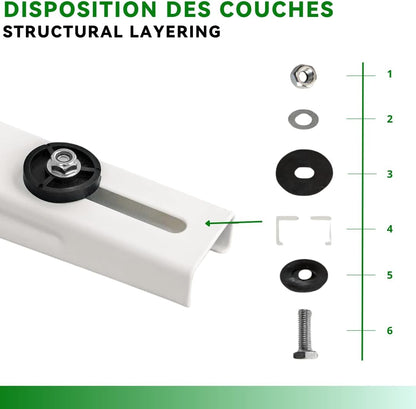 Support mural réglable en acier inoxydable pour PAC – 160 kg/Bras, 550x400x790 mm, avec barre de support et niveau à bulle intégré, installation facile, construction robuste