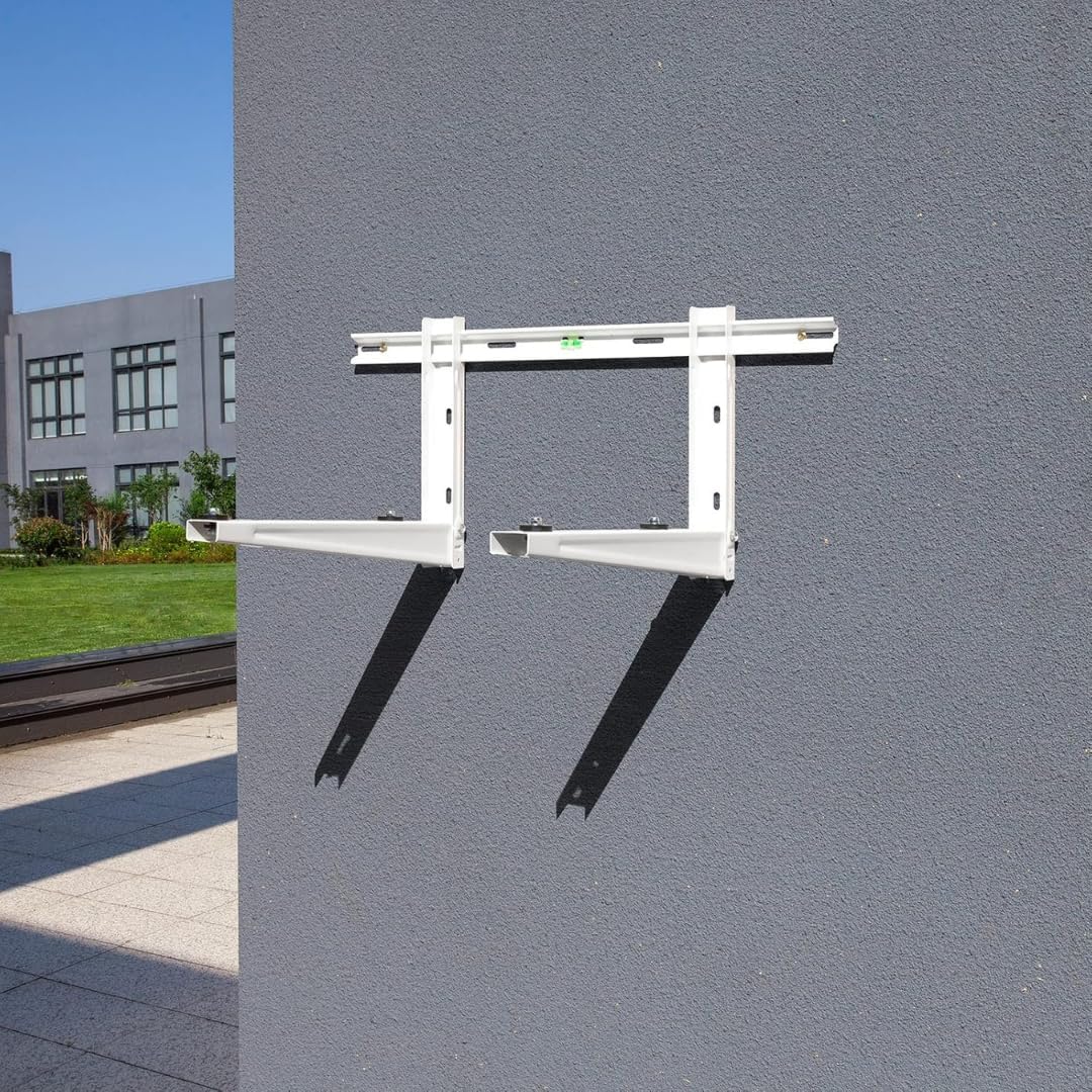 Support mural réglable en acier inoxydable pour PAC – 160 kg/Bras, 550x400x790 mm, avec barre de support et niveau à bulle intégré, installation facile, construction robuste