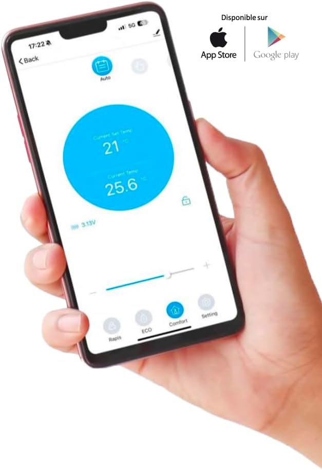 Powernity - Intelligenter Thermostatkopf, 6 Modi, Wochenprogrammierung, Fernsteuerung