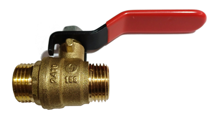 Kugelhahn Messing PN25 Serie 15S - I.I. - Stahlgriff flach rot 15x21 - Ventil und Absperrhahn für Rohrleitungen