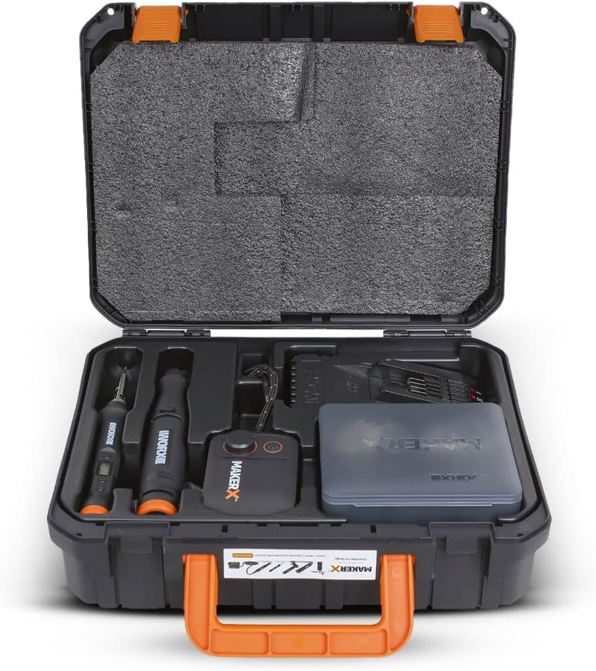 Kit MakerX Outil rotatif + fer à souder 20 V WORX PowerShare WX988-1 batterie de 2 Ah avec indicateur, 1 chargeur